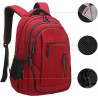 Czerwony plecak miejski na laptopa 15.6" z portem USB (T114)