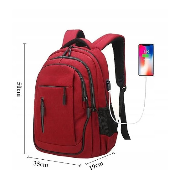 Czerwony plecak miejski na laptopa 15.6" z portem USB (T114) Czerwony plecak miejski na laptopa 15.6" z portem USB (T114)