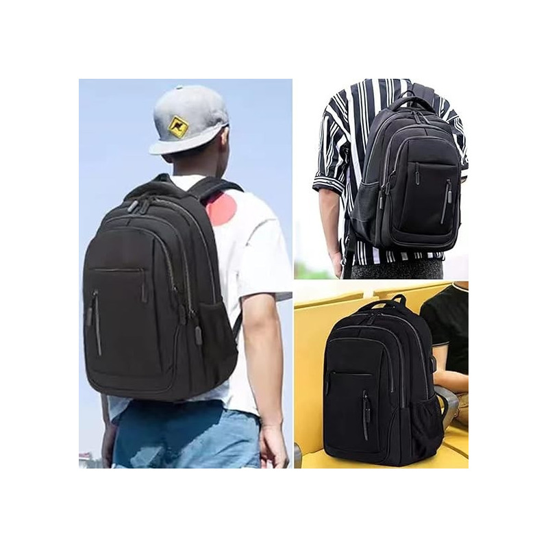 Czarny plecak miejski na laptopa 15.6" z portem USB  (T114)