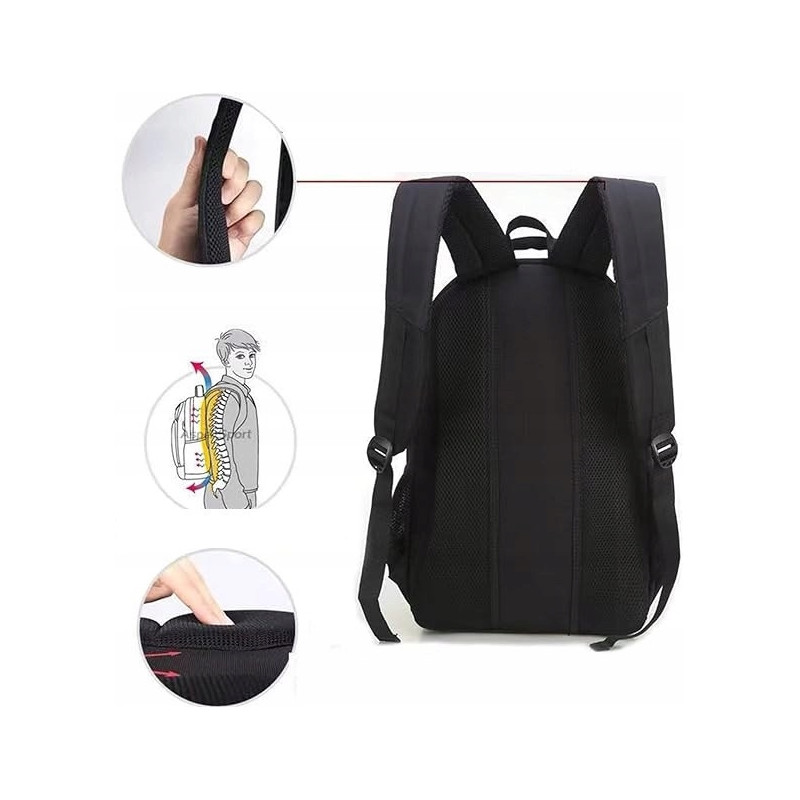 Czarny plecak miejski na laptopa 15.6" z portem USB  (T114)