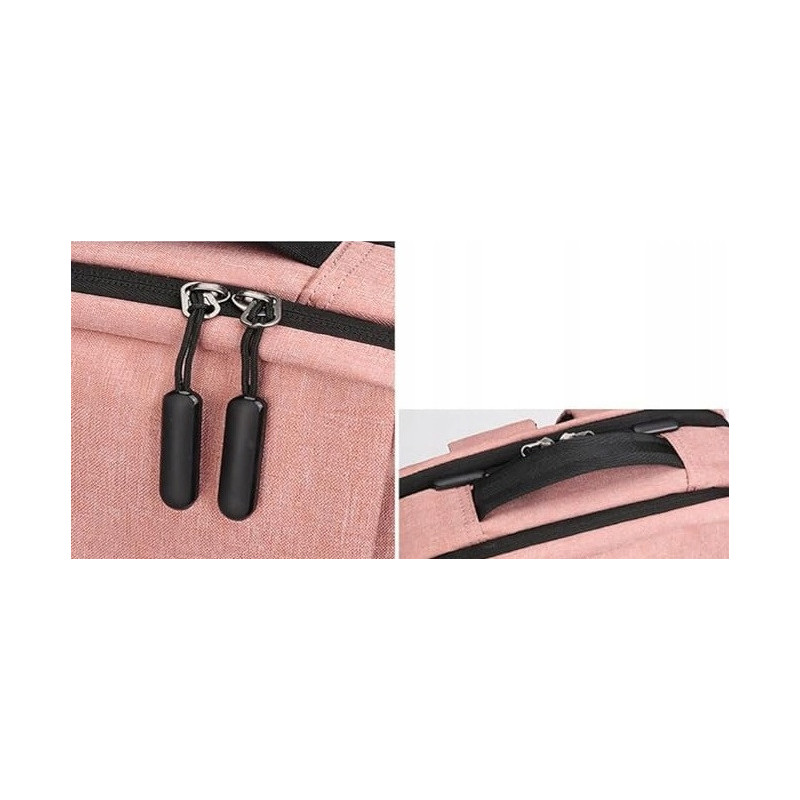 Różowy plecak na laptopa 15.6" torba podróżna z USB (T110)
