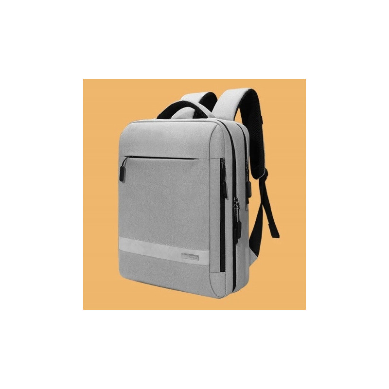Szary plecak na laptopa 15.6" torba podróżna z USB (T110)