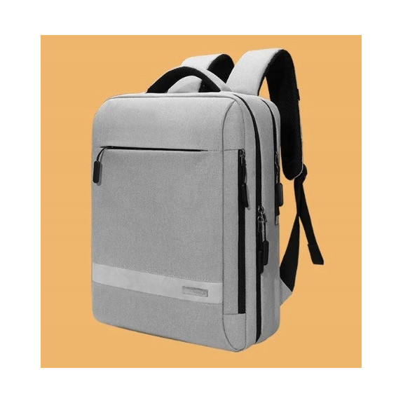 Szary plecak na laptopa 15.6" torba podróżna z USB (T110)