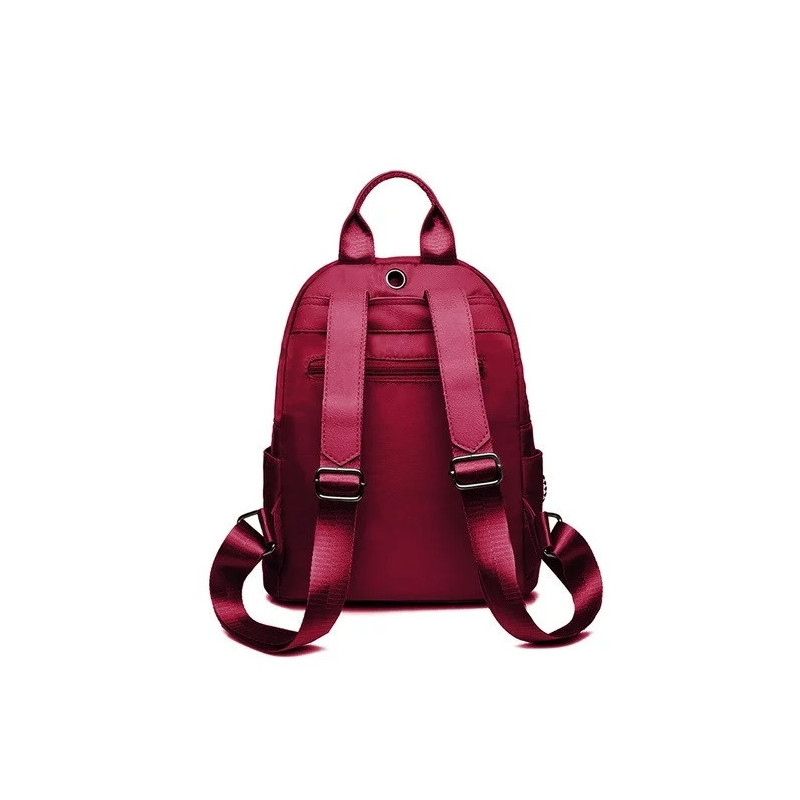 Wodoodporny Plecak Miejski Damski z Brelokiem - Bordowy (T113)