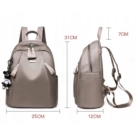 Wodoodporny Plecak Miejski Damski z Brelokiem - Bordowy (T113) Wodoodporny Plecak Miejski Damski z Brelokiem - Bordowy (T113)