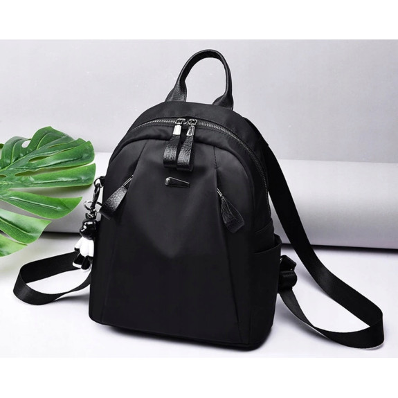 Wodoodporny Plecak Miejski Damski z Brelokiem - Czarny (T113) 2