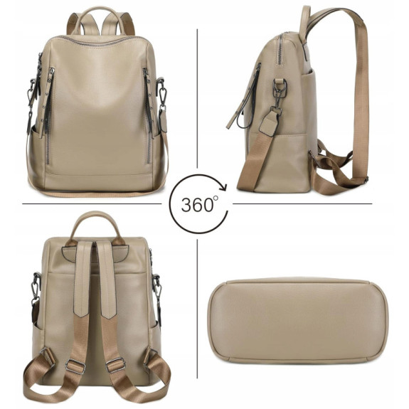 Beżowa Torebka Plecak Damski z Ekoskóry (T123) Beżowa Torebka Plecak Damski z Ekoskóry (T123)