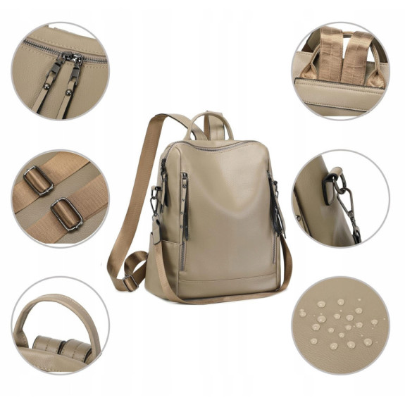 Beżowa Torebka Plecak Damski z Ekoskóry (T123) Beżowa Torebka Plecak Damski z Ekoskóry (T123)