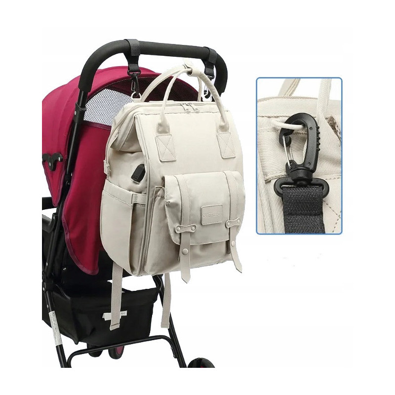 Wodoodporny beżowy plecak podróżny do wózka z USB 20L (T120)