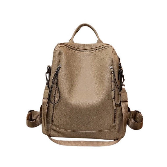 Miejska skórzana torba plecak z paskiem na ramię - Brązowy (T118)