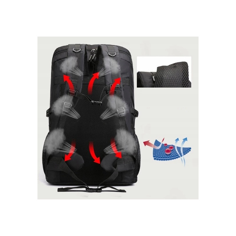 Sportowy plecak turystyczny duży 80l Czarny (PL01)