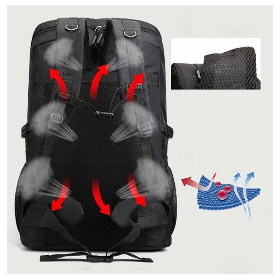 Sportowy plecak turystyczny duży 80l Czarny (PL01)