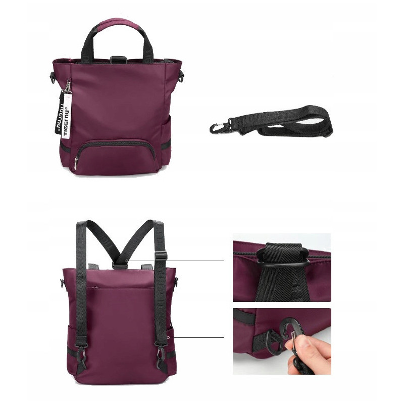 Torba Plecak 2w1 na Laptopa do 14,1" Bordowa – Nowoczesna i Wodoodporna (T116)
