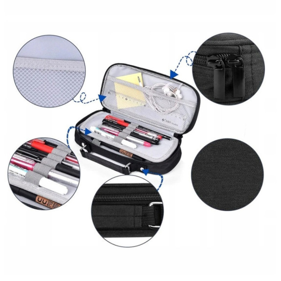 Duży Czarny Organizer Piórnik Szkolny (C005)