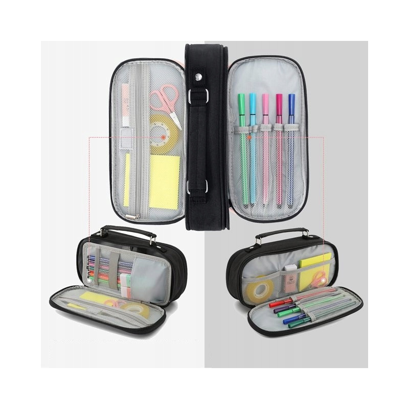 Duży Czarny Organizer Piórnik Szkolny (C005)