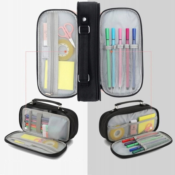 Duży Czarny Organizer Piórnik Szkolny (C005)