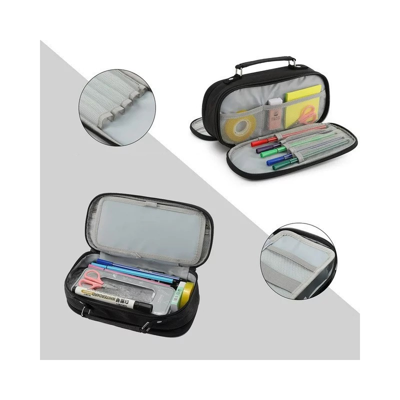 Duży Czarny Organizer Piórnik Szkolny (C005)