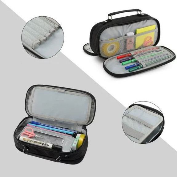 Duży Czarny Organizer Piórnik Szkolny (C005)