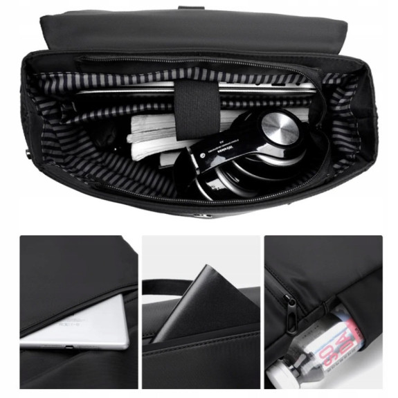 Biznesowy plecak miejski na laptopa 15,6 cala wodoodporny z USB Czarny (PT035)