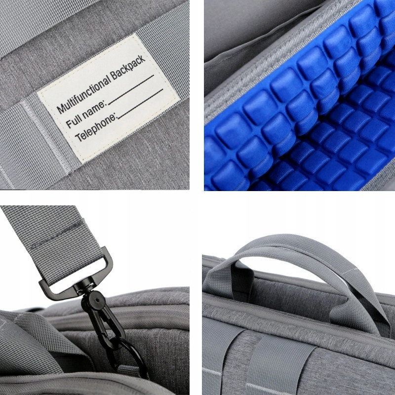 Plecak biznesowy 2w1 Miejska torba na laptopa 15.6 Szary PT026