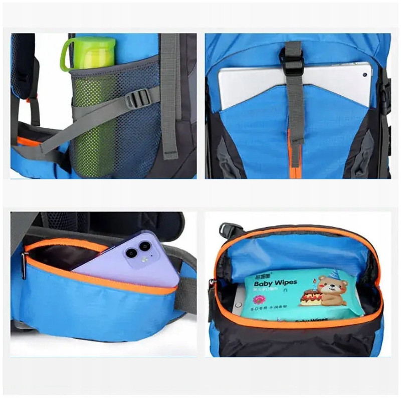 Turystyczny trekkingowy plecak górski 70L Traper 3 Niebieski