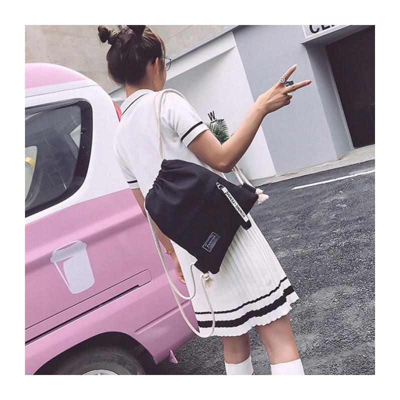 Czarny Ekologiczny Worek Plecak Szkolny Na Sznurkach