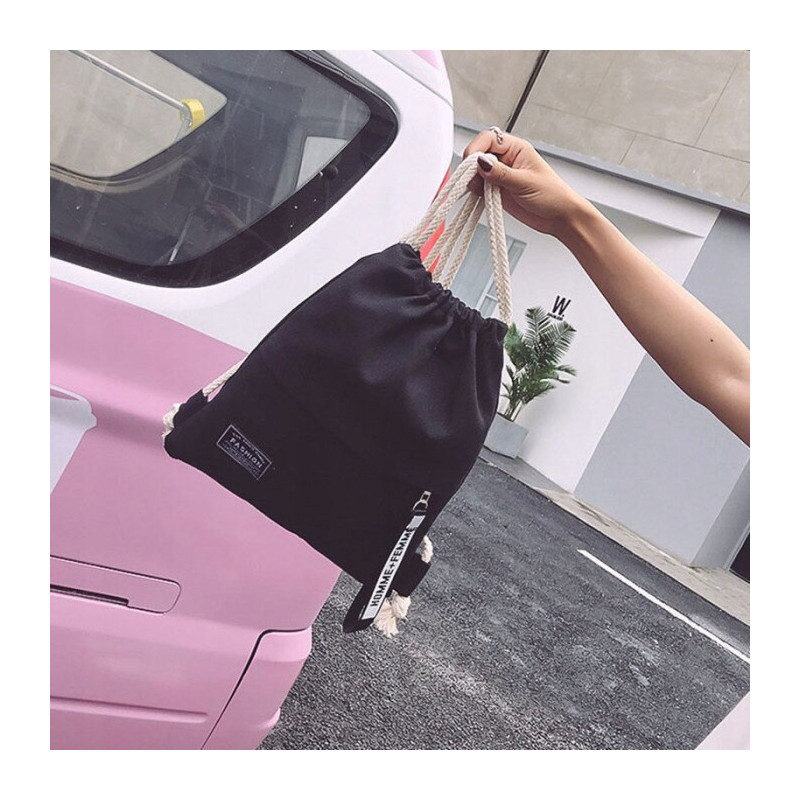 Czarny Ekologiczny Worek Plecak Szkolny Na Sznurkach