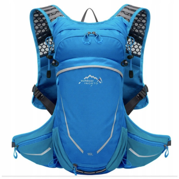 Plecak Rowerowy Na Narty Snowboard 16L z Kieszenią na Bukłak na Wodę – Niebieski