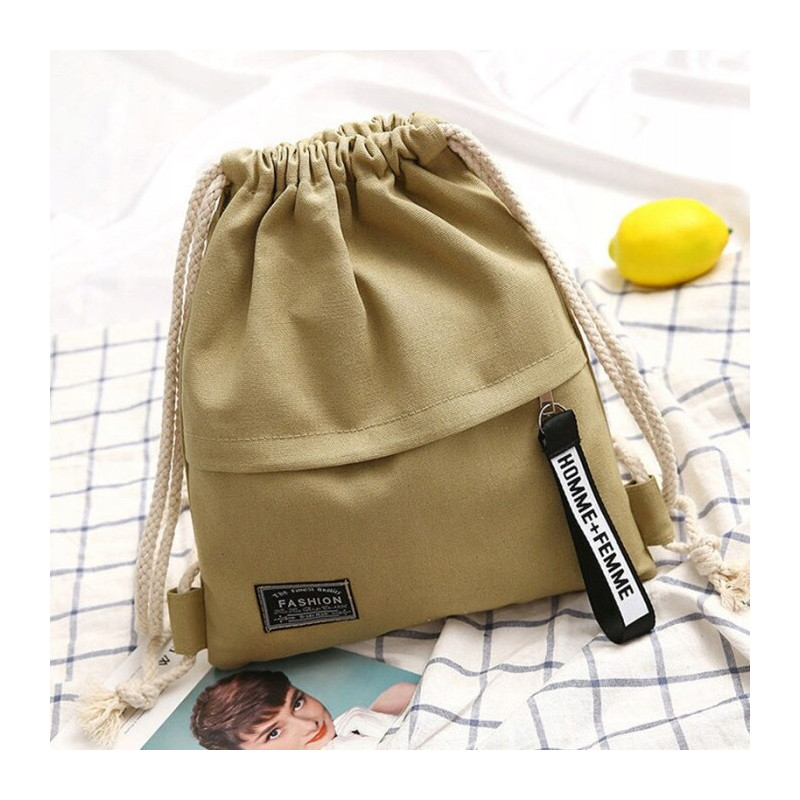 Beżowy Ekologiczny Plecak Worek na Sznurek