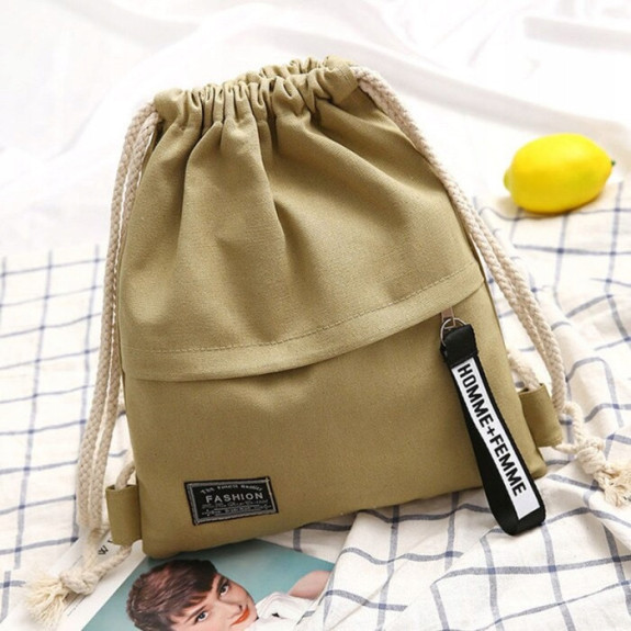 Beżowy Ekologiczny Plecak Worek na Sznurek