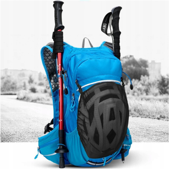 Plecak Rowerowy Na Narty Snowboard 16L z Kieszenią na Bukłak na Wodę – Niebieski