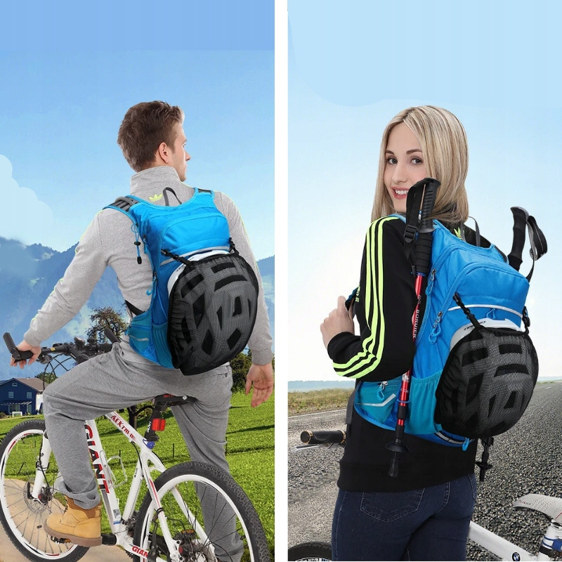 Plecak Rowerowy Na Narty Snowboard 16L z Kieszenią na Bukłak na Wodę – Niebieski