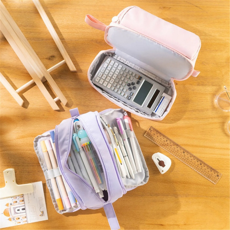 Pojemny piórnik szkolny dla dziewczynki saszetka organizer – Różowy SZ019