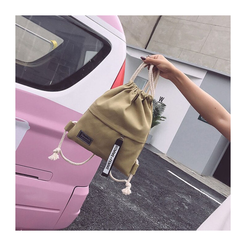 Beżowy Ekologiczny Plecak Worek na Sznurek