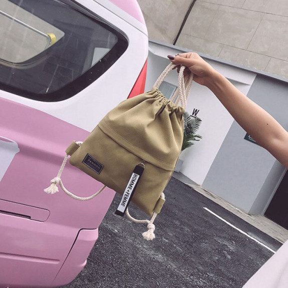 Beżowy Ekologiczny Plecak Worek na Sznurek