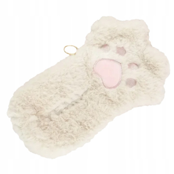 Wesoły piórnik pluszowy łapka kota, kosmetyczka, saszetka Beż SZ005