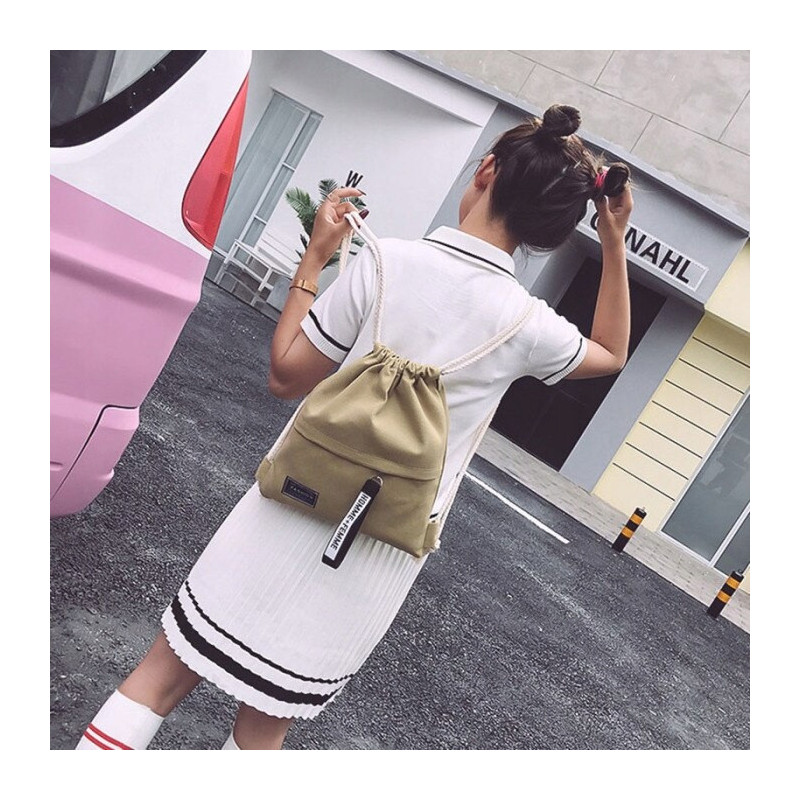 Beżowy Ekologiczny Plecak Worek na Sznurek