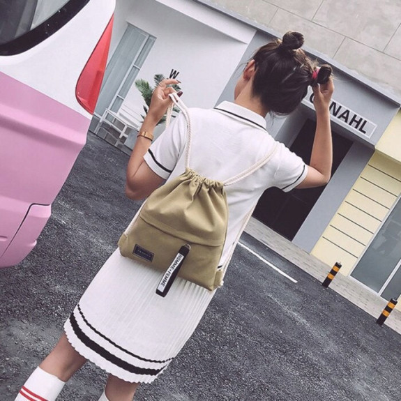 Beżowy Ekologiczny Plecak Worek na Sznurek