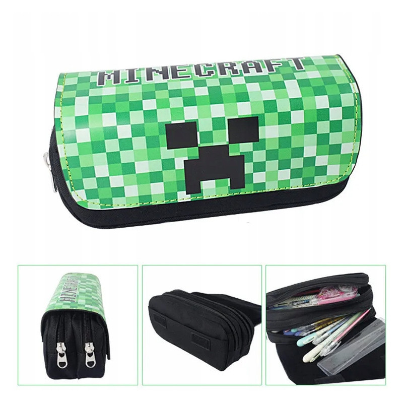 Piórnik szkolny miękki organizer – Motyw Creeper z gry Minecraft SZ012