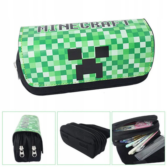 Piórnik szkolny miękki organizer – Motyw Creeper z gry Minecraft SZ012