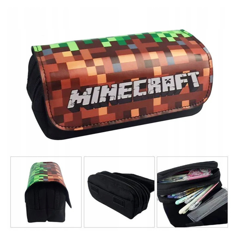 Piórnik szkolny miękki organizer – Motyw Dirt z gry Minecraft SZ013