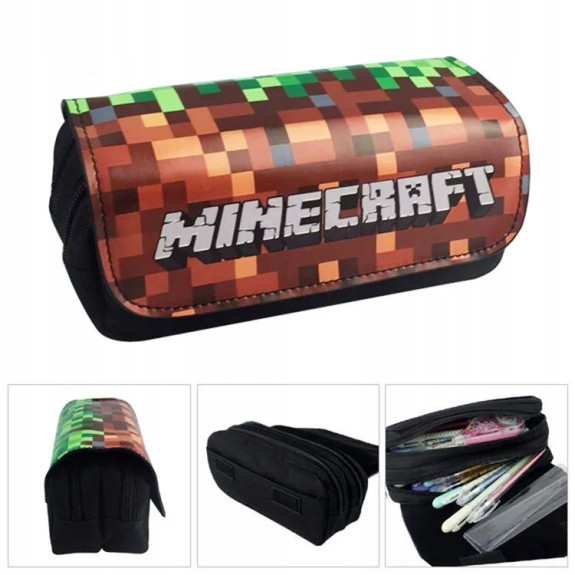Piórnik szkolny miękki organizer – Motyw Dirt z gry Minecraft SZ013
