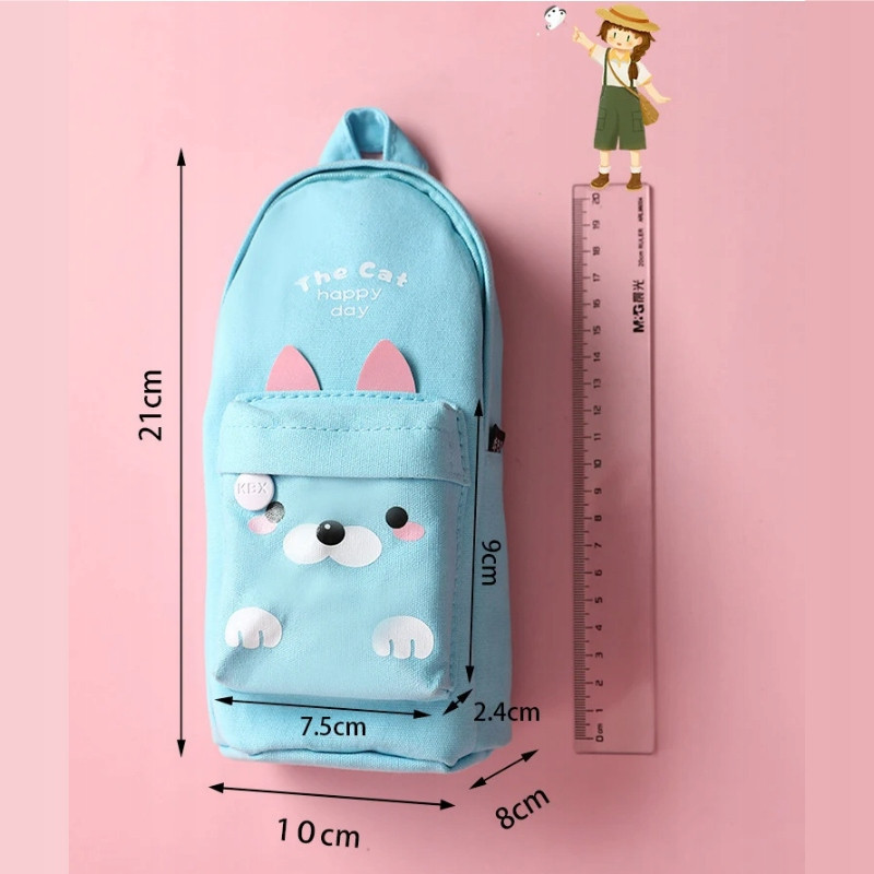 Beżowy piórnik szkolny saszetka Kot – Motyw Pusheen SZ009