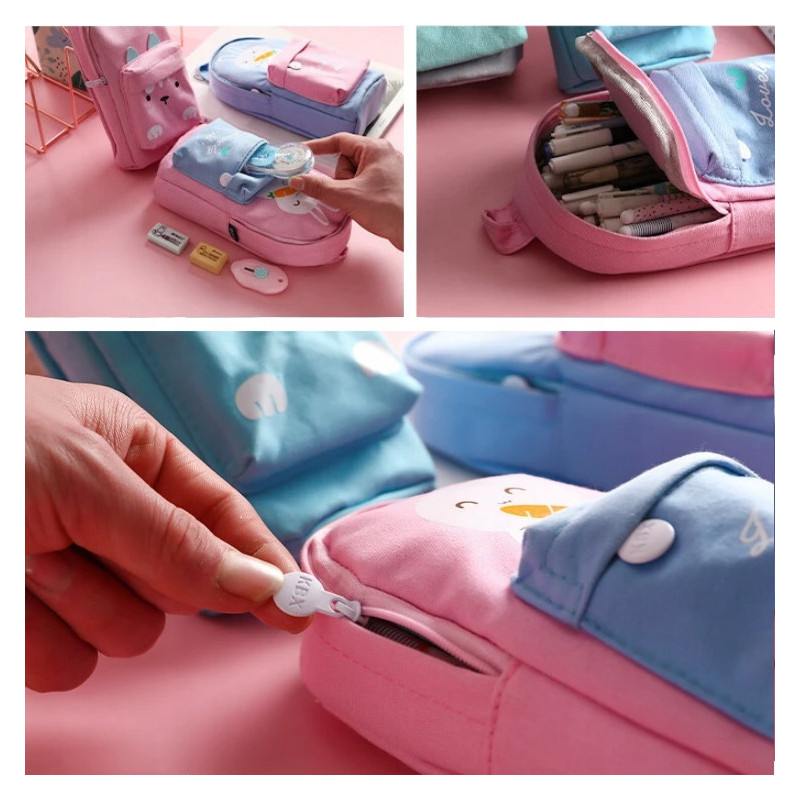 Różowy piórnik szkolny saszetka Kot – Motyw Pusheen SZ008