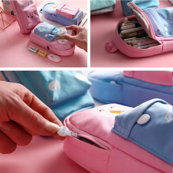 Różowy piórnik szkolny saszetka Kot – Motyw Pusheen SZ008