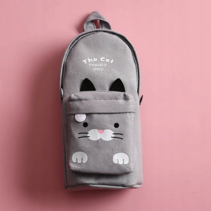 Szary piórnik szkolny saszetka Kot – Motyw Pusheen SZ007
