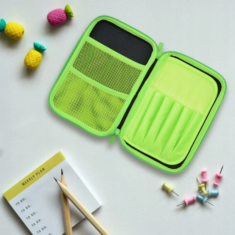 Piórnik szkolny usztywniany organizer zielony – Motyw Minecraft Creeper SZ010