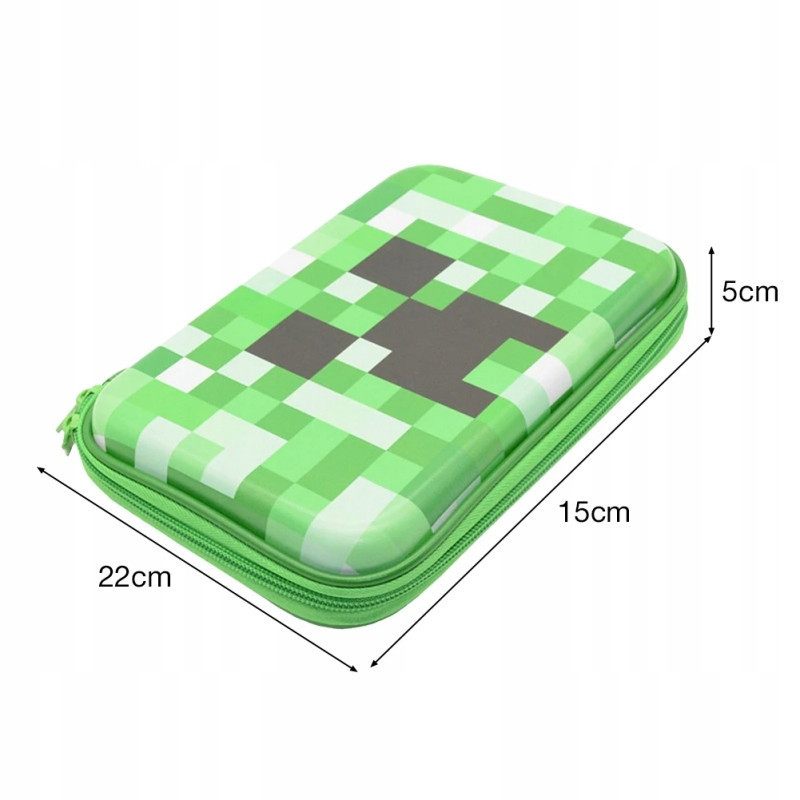Piórnik szkolny usztywniany organizer zielony – Motyw Minecraft Creeper SZ010