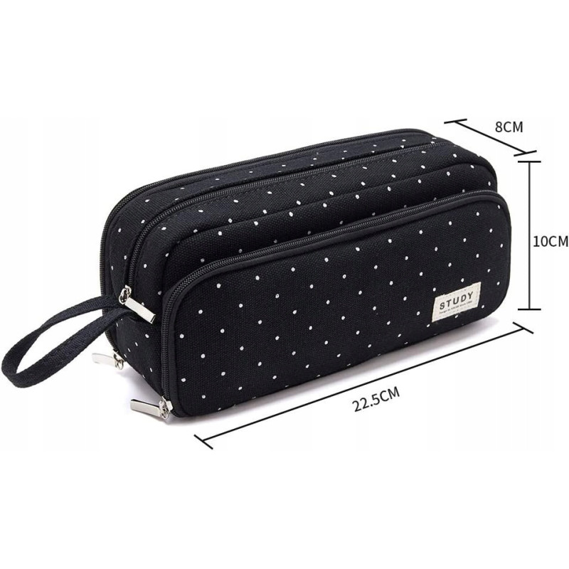 Czarny Wielofunkcyjny Piórnik Szkolny Saszetka