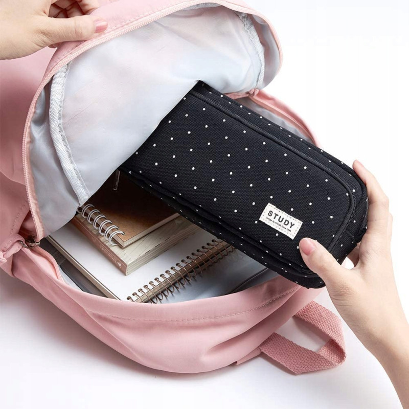 Czarny Wielofunkcyjny Piórnik Szkolny Saszetka